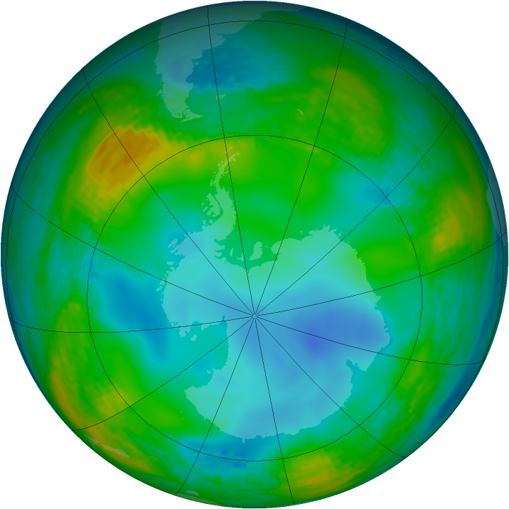 Antarctic ozone map for 12 July 1990